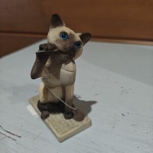 Vintage 1998 Stone Critters Siamese Kitty on the Keys Keyboard 4" New in Box H2